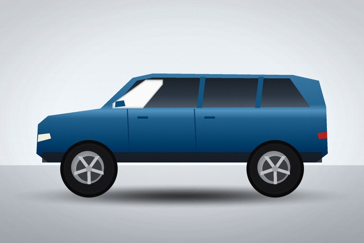 Ilustrace: SUV, modré, boční pohled