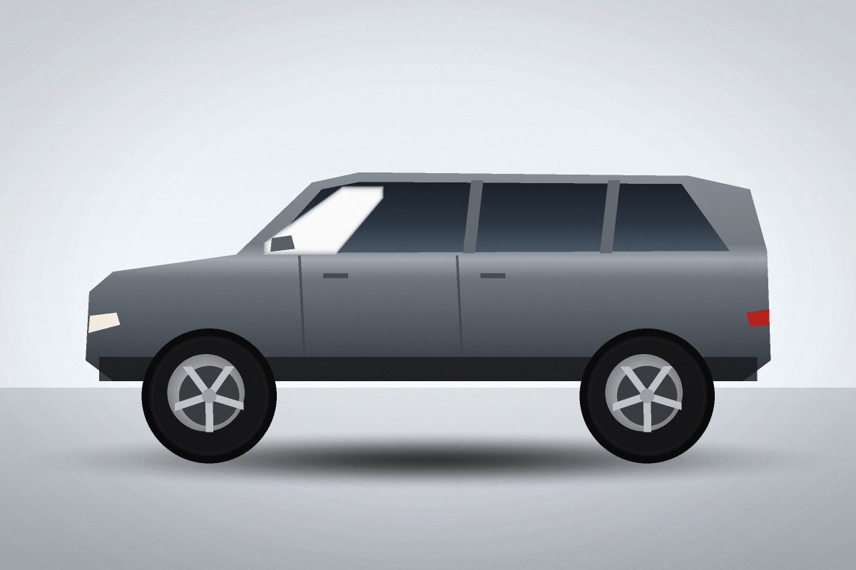 Ilustrace: SUV, šedé, boční pohled