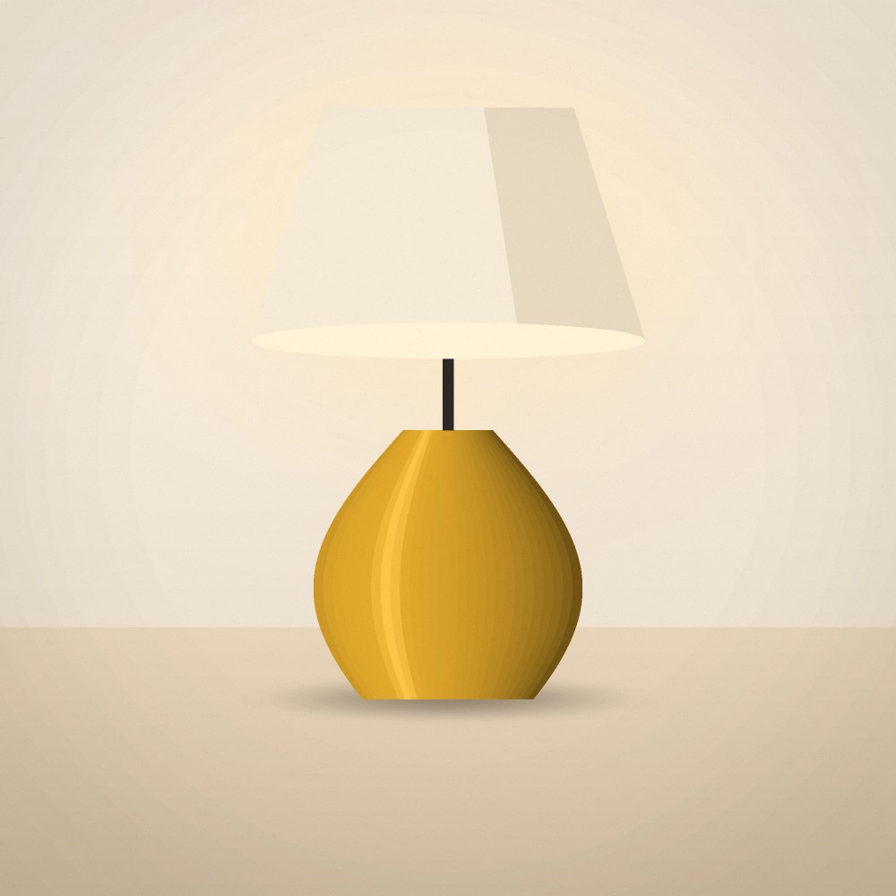 Ilustrace: stolní lampa se světlým stínidlem