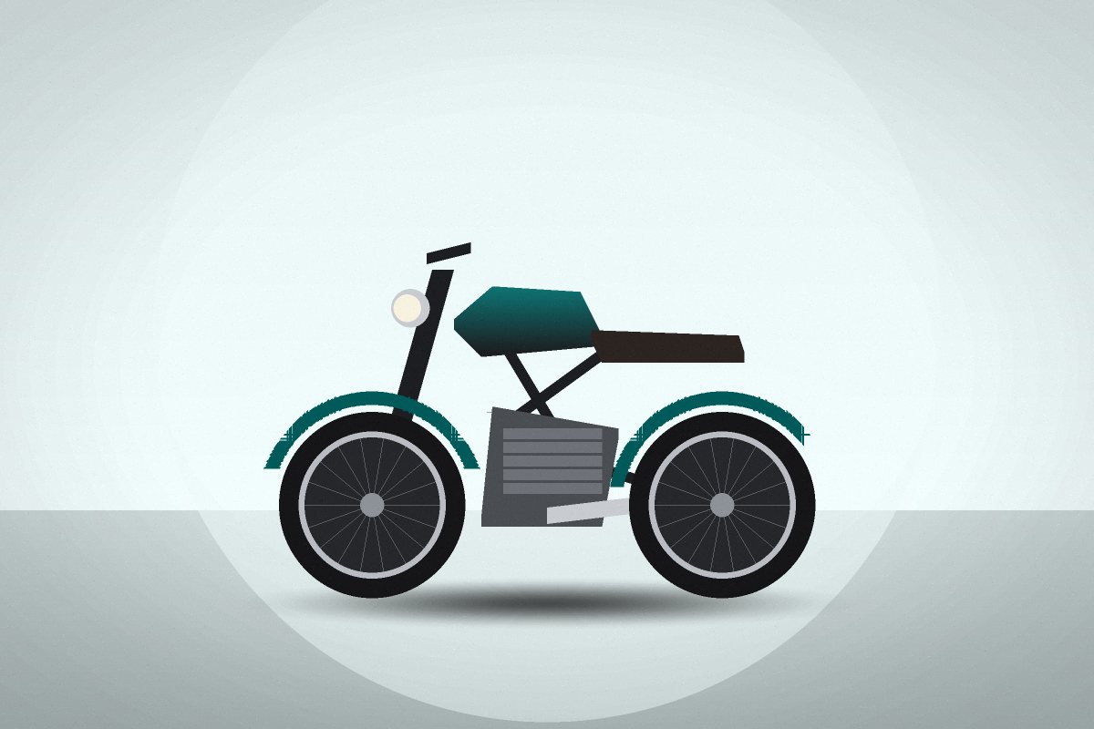Ilustrace: tyrkysová motorka