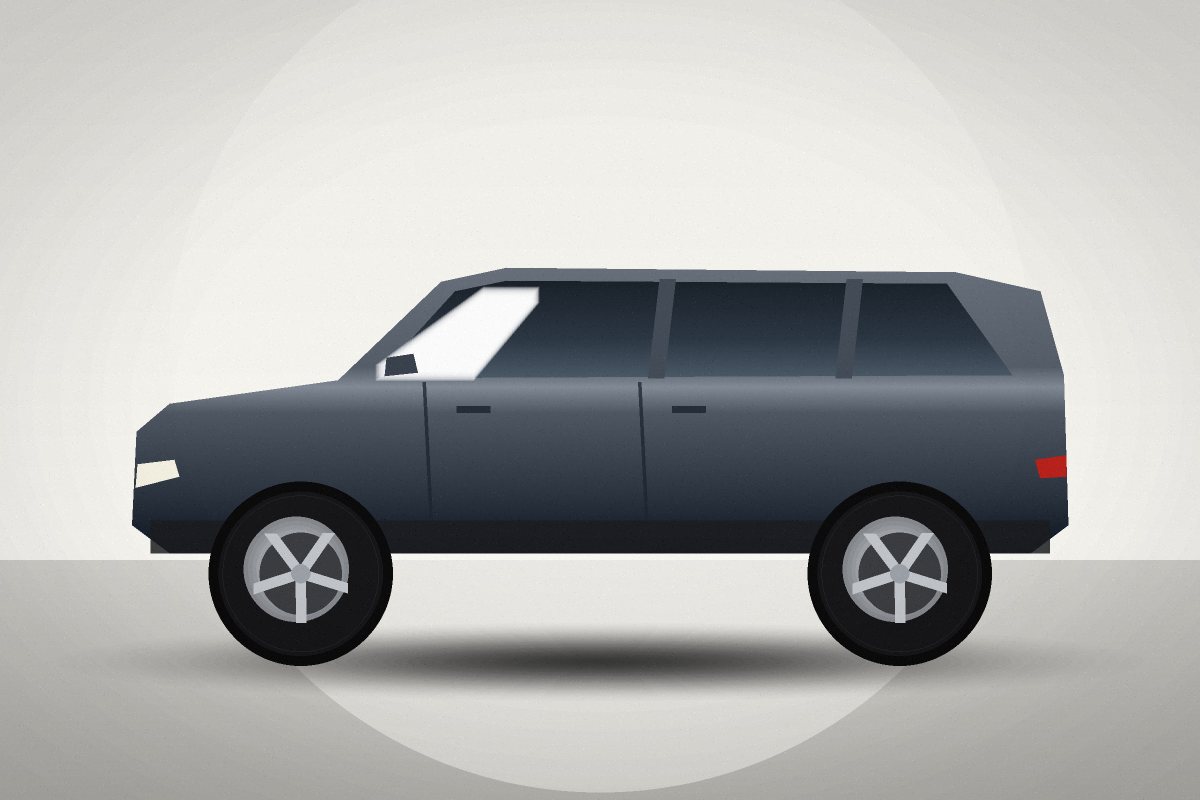 Ilustrace: tmavě šedé SUV